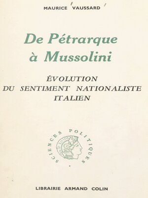 cover image of De Pétrarque à Mussolini